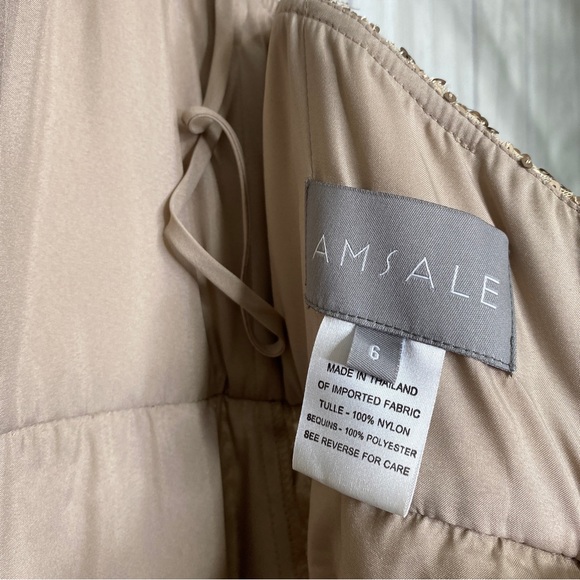 NEW Amsale Samantha Spaghetti Strap V Neck Sequin Gown BHLDN size 6 NWT - Picture 12 of 13